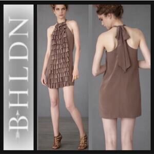 Va Et Vien for Bhldn NWOT Halter Ruffle 100% Silk Dress in a Plum color.